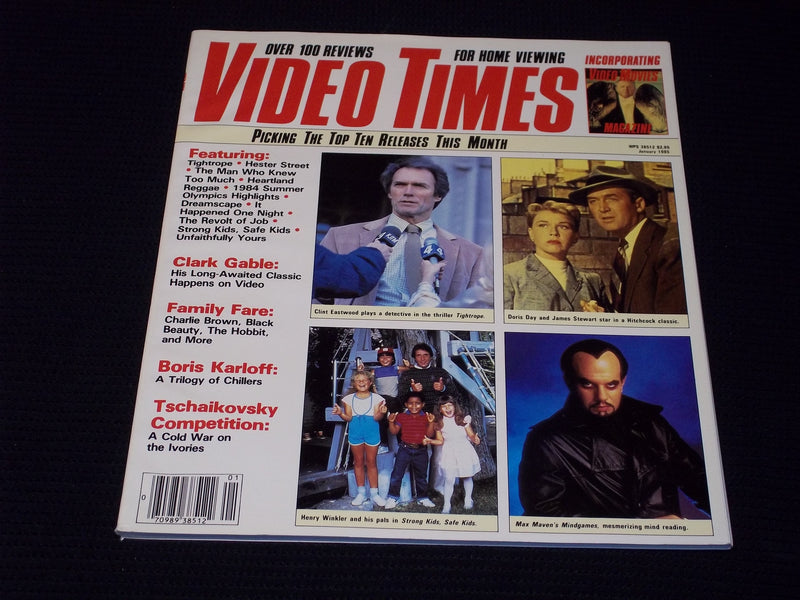 1985 JANUARY VIDEO TIMES MAGAZINE - CLINT EASTWOOD FRONT COVER - E 13793