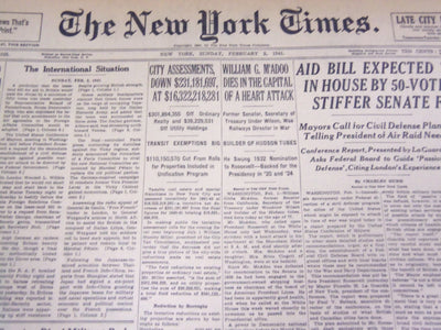 1941 FEBRUARY 2 NEW YORK TIMES - WILLIAM M'ADOO DIES IN THE CAPITAL - NT 1309