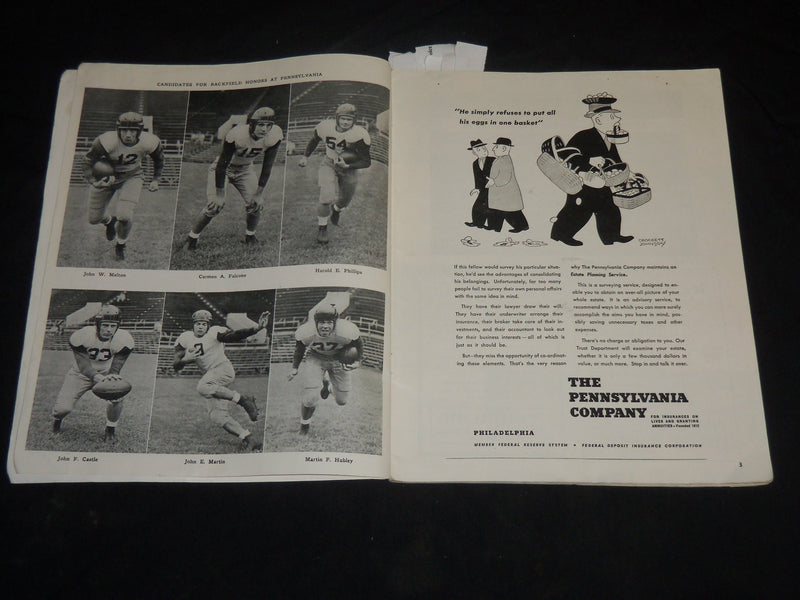 1945 OCTOBER 6 DARTMOUTH VS. PENNSYLVANIA COLLEGE FOOTBALL PROGRAM - J 5753