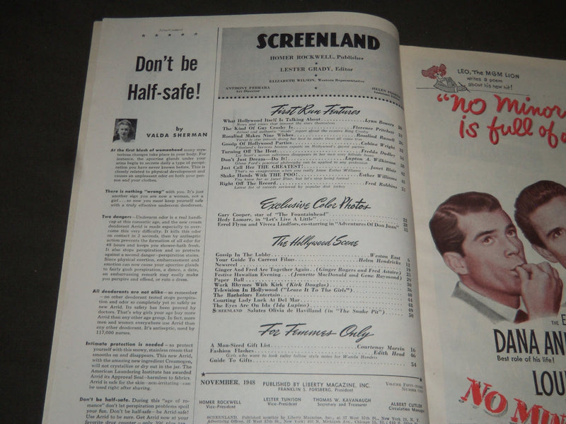 1948 NOVEMBER SCREENLAND MAGAZINE - INGRID BERGMAN COVER - ST 4986