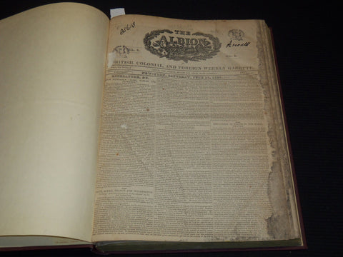 1827-1828 THE ALBION WEEKLY GAZETTE BOUND VOLUME NO. 6 - NEW YORK - R 89Y