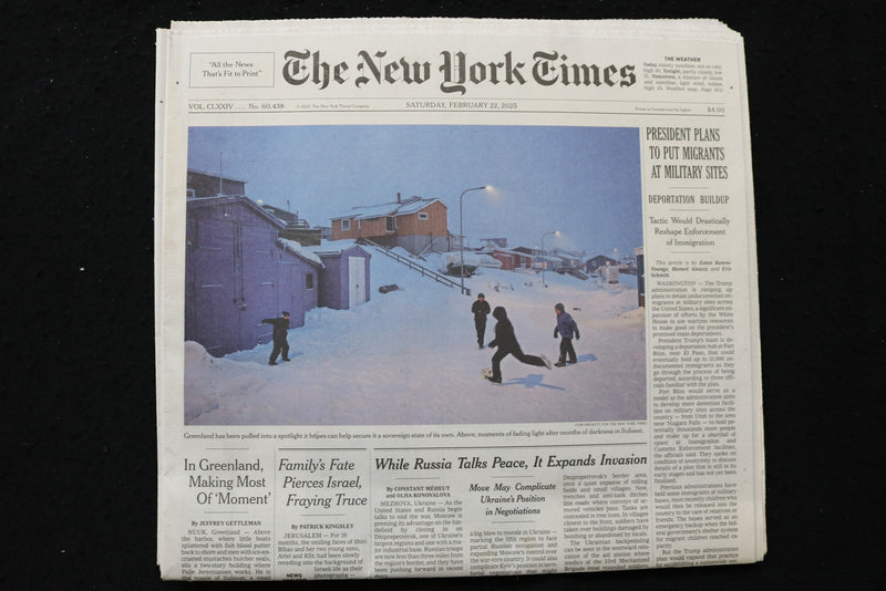 2025 FEB 22 NEW YORK TIMES - PRESIDENT PLANS TO PUT MIGRANTS AT MILITARY SITES