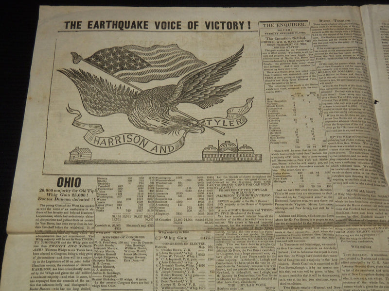 1840 OCTOBER 27 DOVER ENQUIRER NEWSPAPER - HARRISON - VOICE OF VICTORY - NP 8982