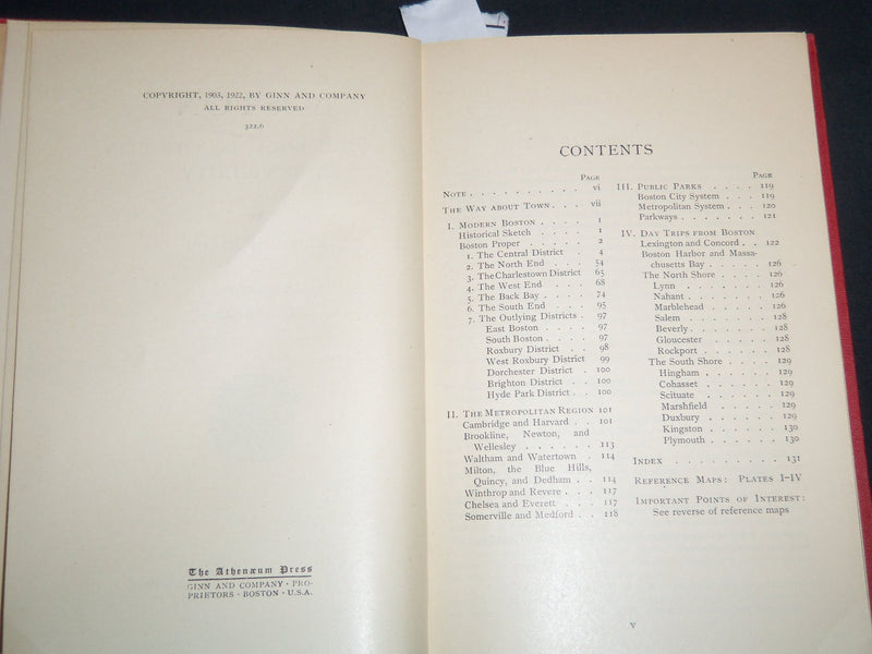 1922 BOSTON A GUIDE BOOK BY EDWIN M. BACON - GINN & COMPANY - J 8635