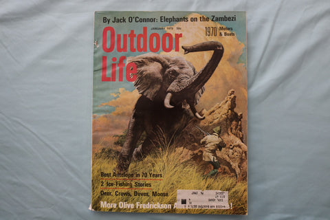 1970 JANUARY OUTDOOR LIFE MAGAZINE - AN ILLUSTRATED ELEPHANT COVER - E 26676