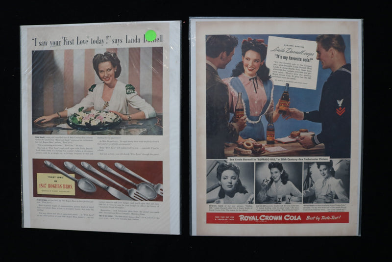 1940'S-1950'S LINDA DARNELL MAGAZINE ADVERTISEMENTS - LOT OF 33 - O 3795