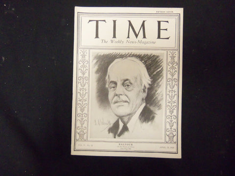 1925 APRIL 13 TIME MAGAZINE - BALFOUR - T 102