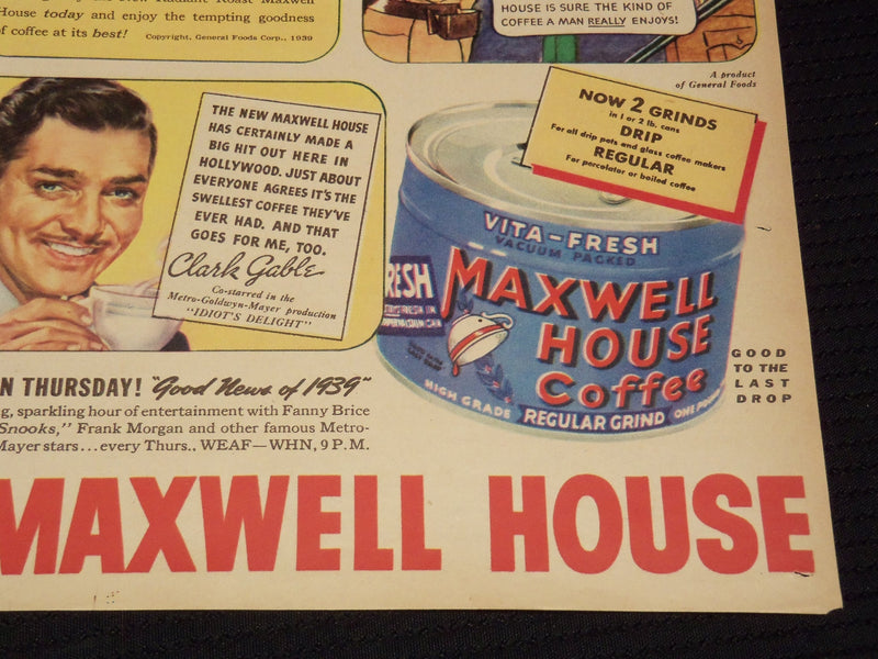 1939 FEB 19 CLARK GABLE MAXWELL HOUSE COFFEE MAGAZINE ADVENTURE - NP 2152T