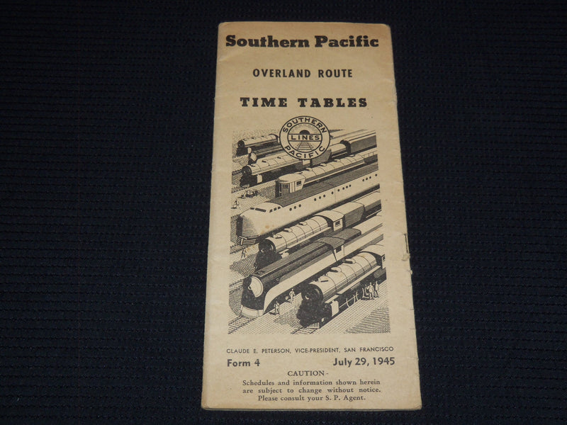 1945 JULY 29 SOUTHERN PACIFIC TIME TABLES OVERLAND ROUTE - J 7284