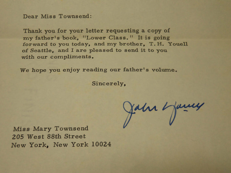 1938 LOWER CLASS BOOK BY GEORGE YOUELL + SIGNED LETTER BY JOHN YOUELL - KD 5948