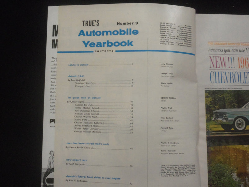 1960 TRUE'S AUTOMOBILE YEARBOOK MAGAZINE - 1961 CARS PREVIEW - J 7817
