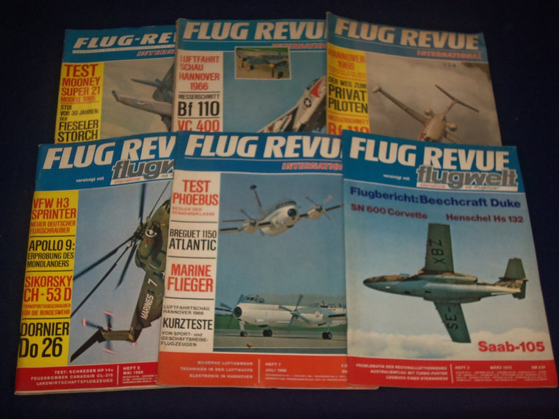 1965-1970 FLUG REVUE FLUGWELT INTERNATIONAL GERMAN AIRPLANE MAG LOT OF 7- O 2430