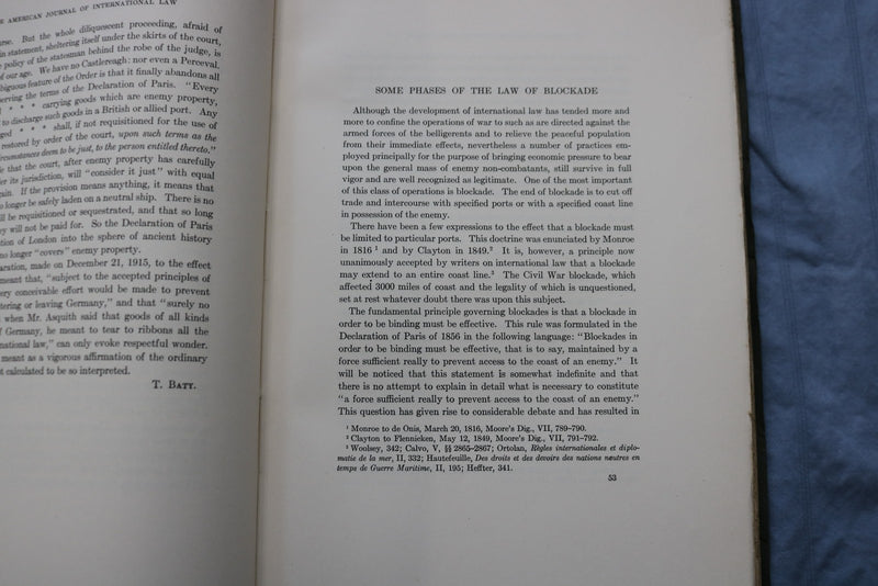 1916 JANUARY THE AMERICAN JOURNAL OF INTERNATIONAL LAW SOFTCOVER BOOK - K 3202