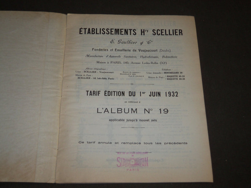 1932 JUNE ETABLISSEMENTS HRY SCELLIER E. GAUTHIER & CIE FRENCH CATALOGUE- FR 458