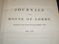 1833 JOURNALS OF THE HOUSE OF LORDS VOLUME NO. 65 - GULIELMI QUARTI - KD 4B
