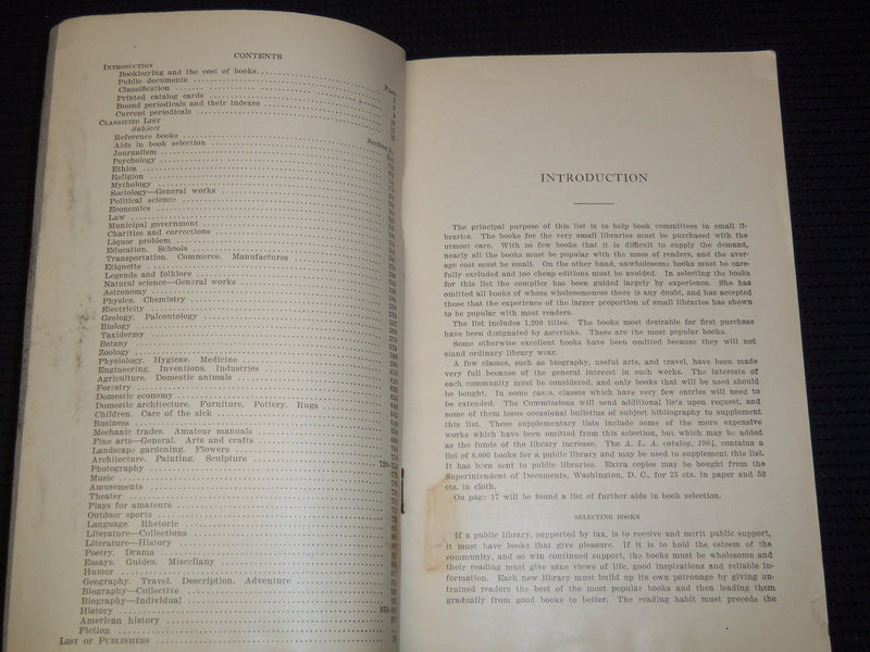 1905 BOOKS FOR A SMALL LIBRARY BOOK - LEAGUE OF LIBRARY COMMISSIONS - J 7955