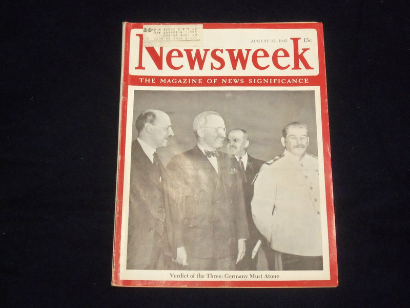 1945 AUG 13 NEWSWEEK MAGAZINE -VERDICT OF THE THREE: GERMANY MUST ATONE- NW 1223