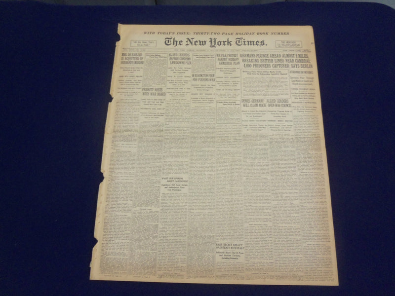 1917 DECEMBER 2 NEW YORK TIMES- GERMANS BREAK BRITISH LINES NEAR CAMBRAI-NT 8249