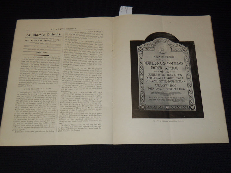 1901 APRIL ST. MARY'S CHIMES MAGAZINE - NORTRE DAME - J 7938