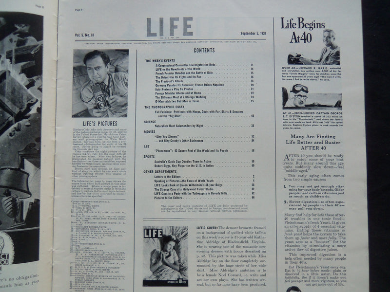 1938 SEPTEMBER 5 LIFE MAGAZINE - FALL FASHIONS - L 94