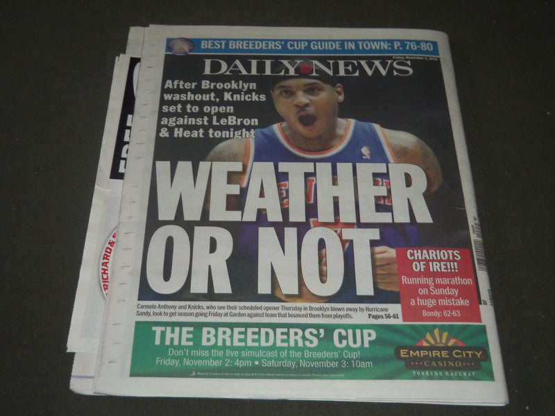 2012 NOVEMBER 2 NY DAILY NEWS NEWSPAPER - EMPTY - HURRICANE SANDY - NP 2546