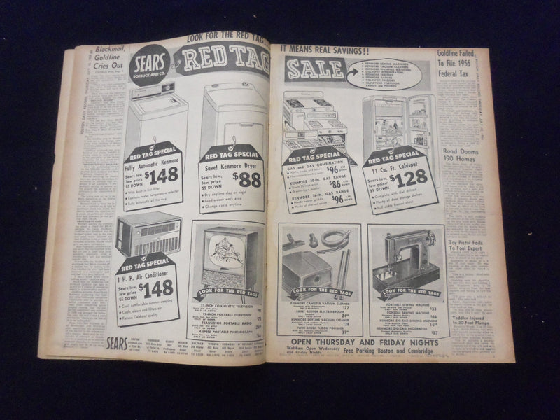 1958 JULY 10 BOSTON DAILY RECORD NEWSPAPER - OLD COLONY RUNS TODAY - NP 6352