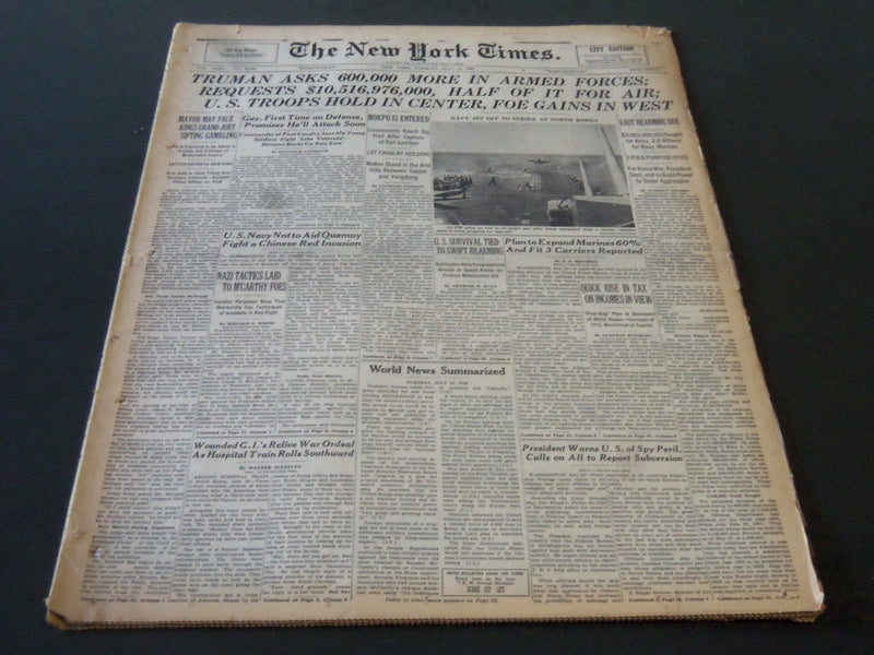 1950 JULY 25 NEW YORK TIMES - TRUMAN ASKS 600,000 MORE IN ARMED FORCES - NT 5960