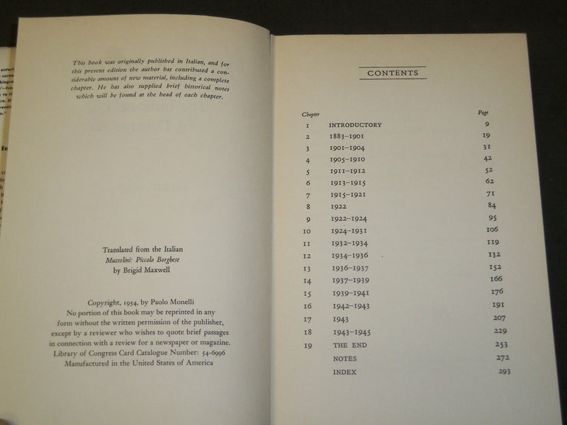 1954 MUSSOLINI INTIMATE LIFE OF A DEMAGOGUE BOOK BY PAOLO MONELLI - KD 5732