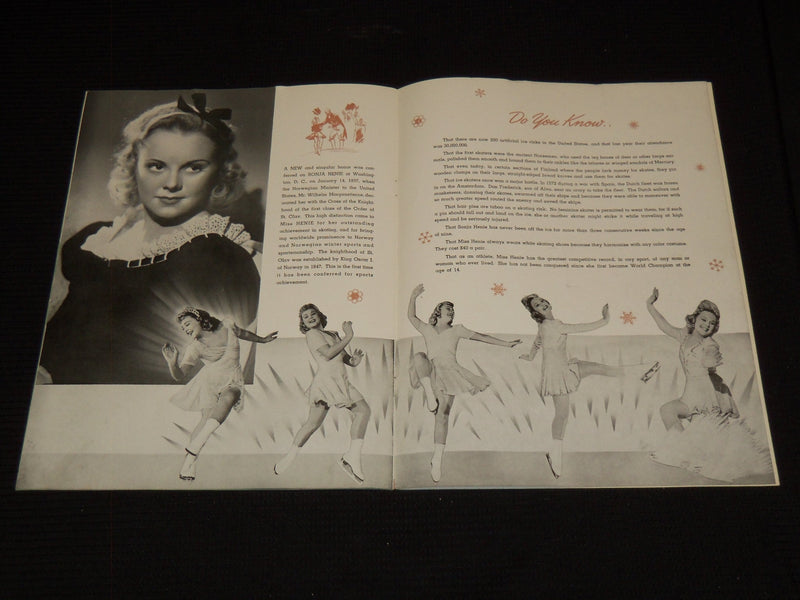 1939 THE INCOMPARABLE SONJA HENIE TOUR PROGRAM - NICE PHOTOS - J 7272