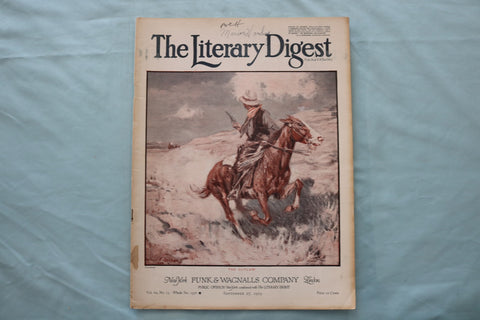 1919 SEPTEMBER 27 THE LITERARY DIGEST MAGAZINE - THE OUTLAW COVER - E 26623