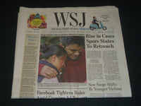 2020 JUNE 27 THE WALL STREET JOURNAL NEWSPAPER - RISE IN CASES SPURS STATES