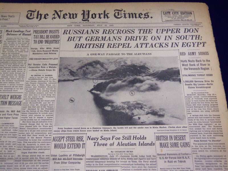 1942 JULY 18 NEW YORK TIMES - RUSSIANS RECROSS THE UPPER DON - NT 1274
