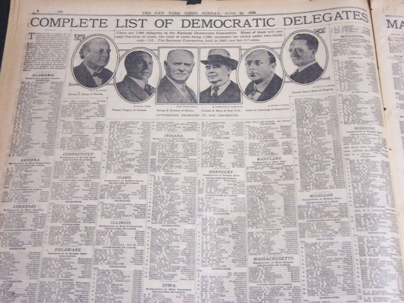 1924 JUN 22 NY TIMES SPECIAL FEATURES LEADERS POINT OUT DUTY DEMOCRATS - NT 7091