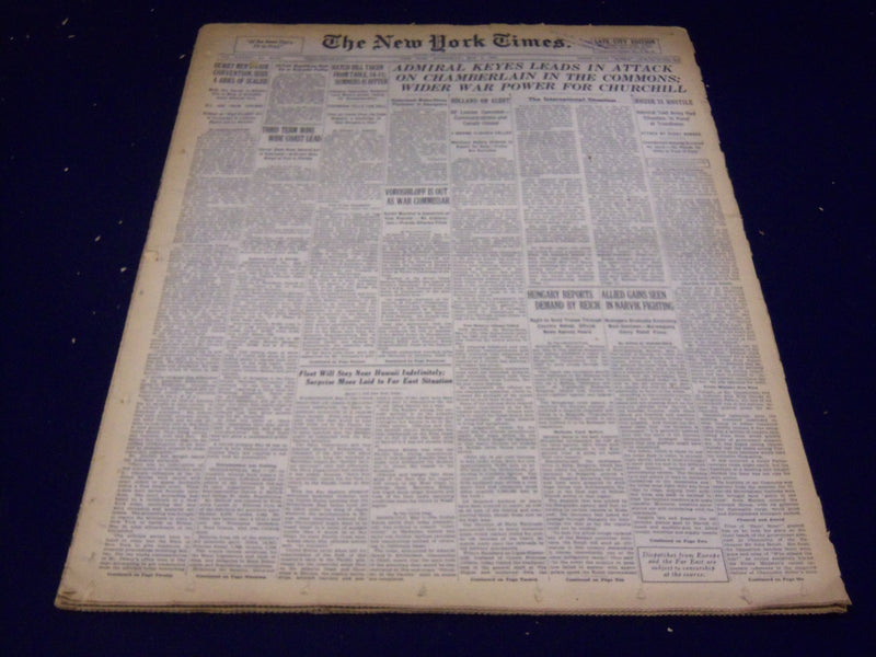 1940 MAY 8 NEW YORK TIMES - WIDER WAR POWER FOR CHURCHILL - NT 2551