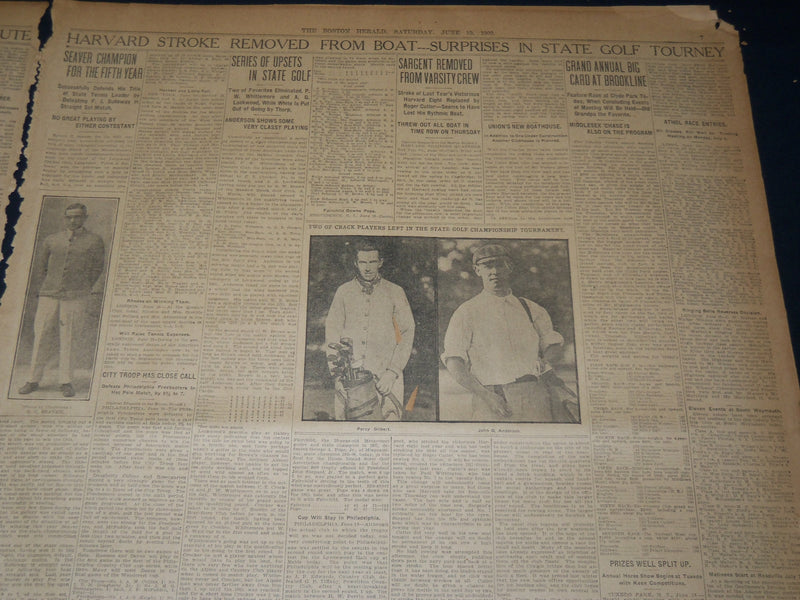 1909 JUNE 19 THE BOSTON HERALD NEWSPAPER- JOE MATSON WINS RACE AND FAME - BH 374