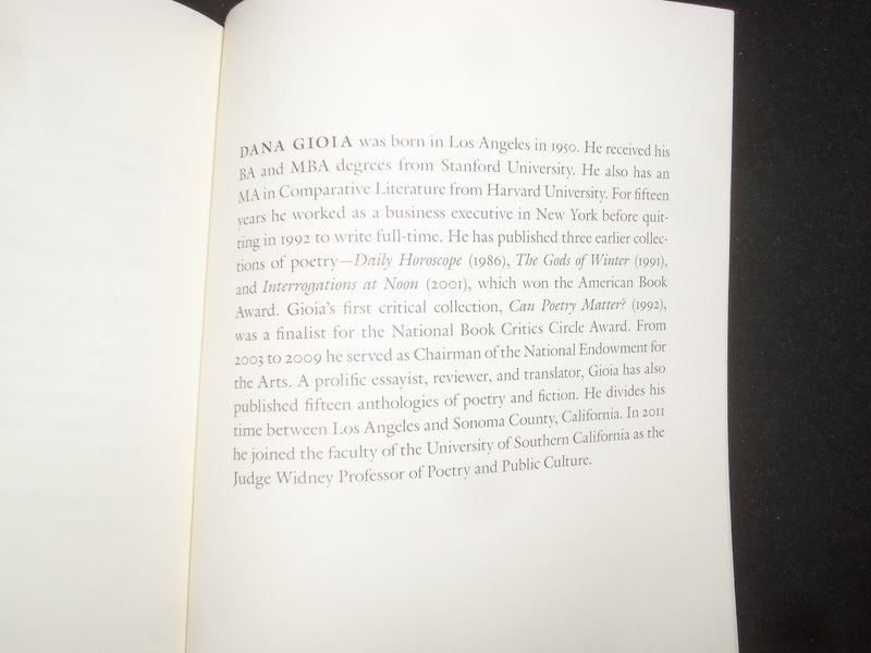2012 PITY THE BEAUTIFUL SOFTCOVER BOOK BY DANA GIOIA - POEMS - J 9827