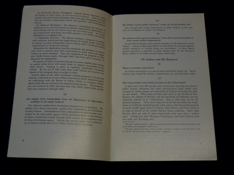 1963 ANSWERS TO QUESTIONS ABOUT THE AMERICAN INDIAN BOOK - J 7374
