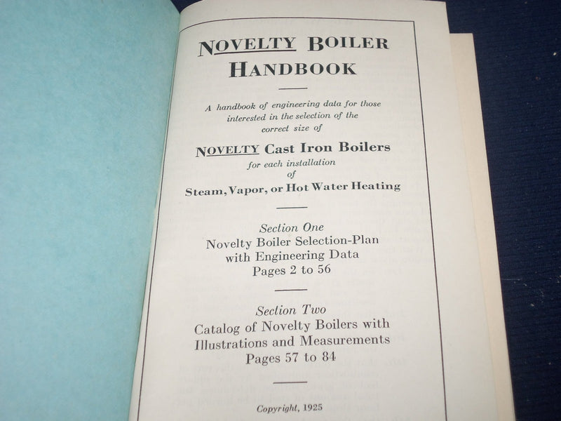 1925 ABRAM COX STOVE CO. HANDBOOK & CATALOG NO. 78 ON NOVELTY BOILERS - J 1803