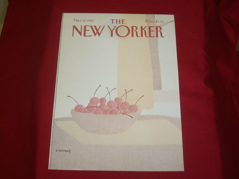 1982 MARCH 8 NEW YORKER MAGAZINE FRONT COVER ONLY - GREAT ART FOR FRAMING