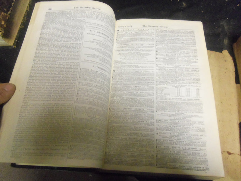 1872 SATURDAY REVIEW 2 BOUND VOLUMES - COMPLETE YR- PUBLISHED IN LONDON - R 1077