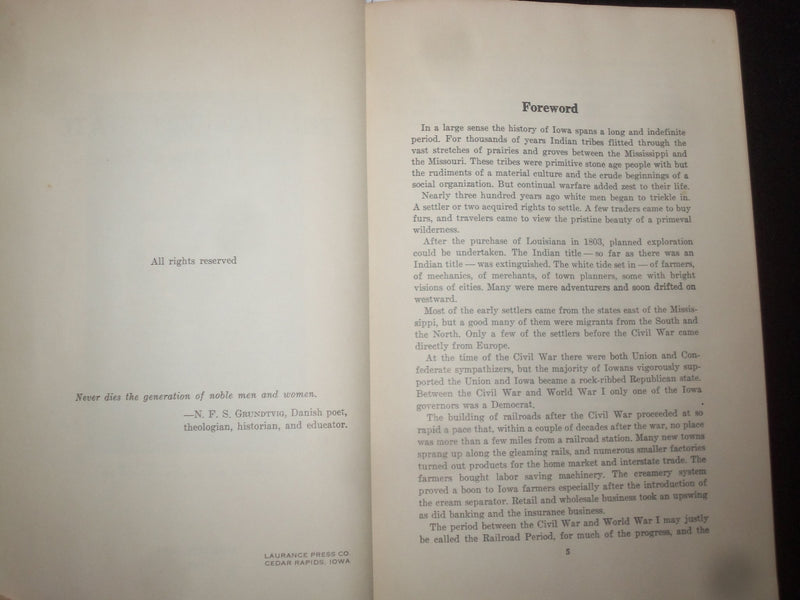 1956 THE HAWKEYE STATE - FOR HOME/SCHOOL SOFTCOVER BOOK BY CHRISTENSEN - J 9820