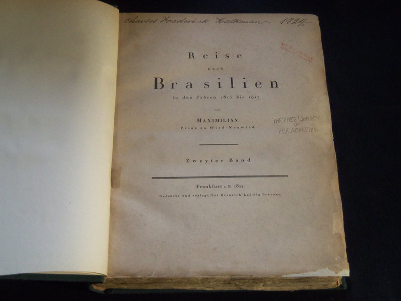 1820-1821 REISE NACH BRASILIEN IN DEN JAHREN 1815 BIS 1817 VOLUME 1 & 2 - Z 151