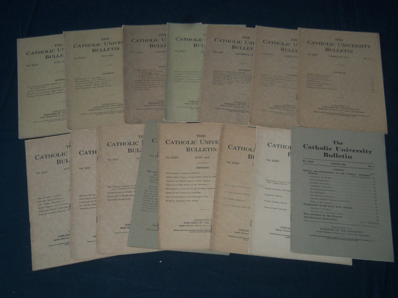 1918-1920 THE CATHOLIC UNIVERSITY BULLETIN LOT OF 18 DIFFERENT ISSUES - O 287