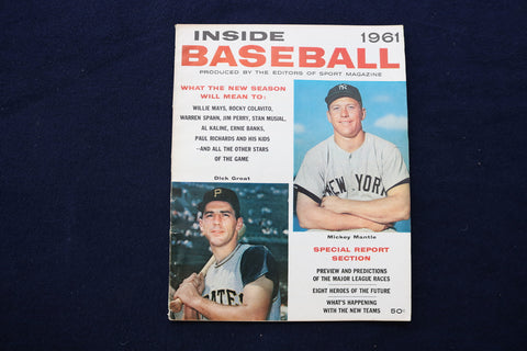1961 INSIDE BASEBALL MAGAZINE - MICKEY MANTLE - DICK GROAT COVER - E 11895