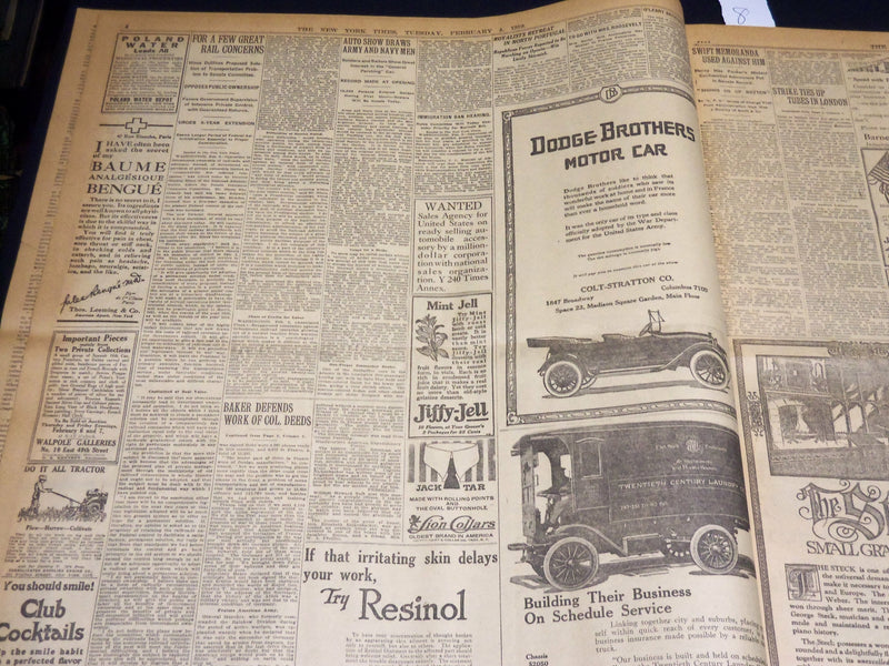 1919 FEBRUARY 4 NEW YORK TIMES - COMMITTEE GETS FULL LEAGUE PLAN - NT 7959