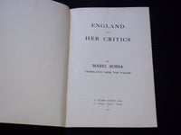 1917 ENGLAND AND HER CRITICS SOFTCOVER BOOK BY MARIO BORSA - J 7156