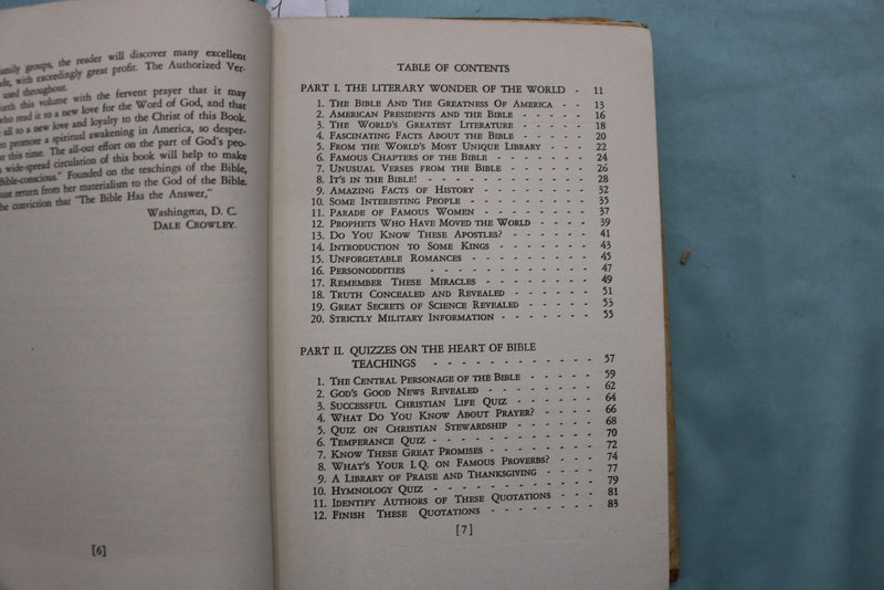 1948 THE BIBLE HAS THE ANSWER! HARDCOVER BOOK BY DALE CROWLEY - KD 9644