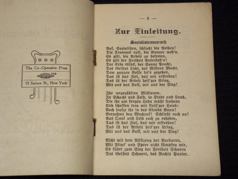 1920'S SOZIALISTISCHES ARBEITER LIEDERBUCH BOOK BY HERMANN SCHLUTER - KD 6494H