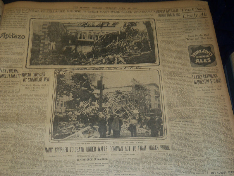 1906 JULY 24 THE BOSTON HERALD - AMSDEN BUILDING COLLAPSES IN FRAMINGHAM - BH 80
