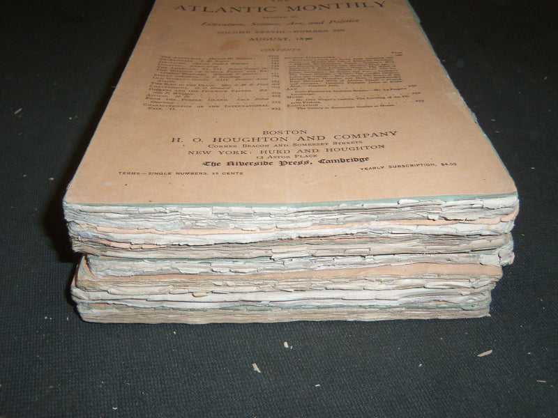 1876 THE ATLANTIC MONTHLY MAGAZINE LOT 7 ISSUES - STORIES & ARTICLES - WR 60